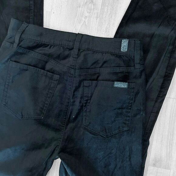 7 For All Mankind Black High Rise Ankle Skinny Velvet Jeans Button Fly Size 28 - Picture 6 of 11